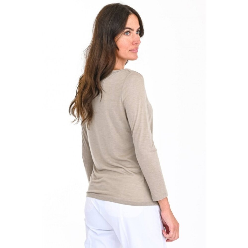Purotatto I'm A Milk T-Shirt Long Sleeve Boat Neck Made In Italy Sand Size 42 - Picture 2 of 8